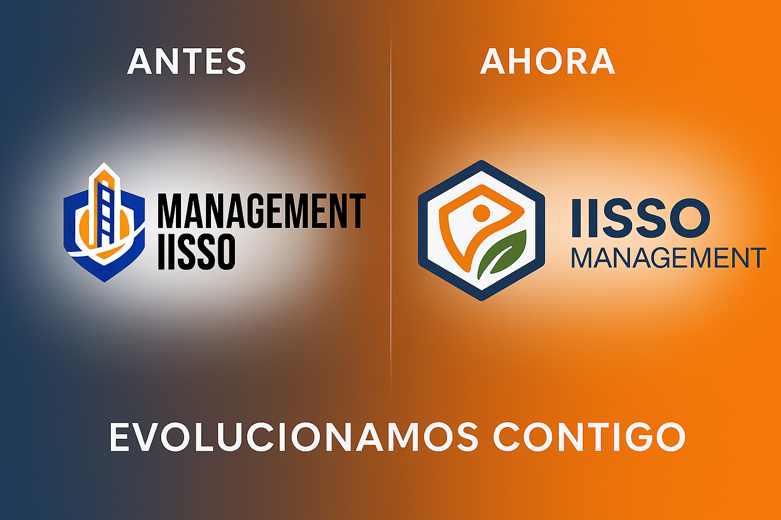 Comparación del rebranding empresarial de Management IISSO: logo anterior vs logo actual